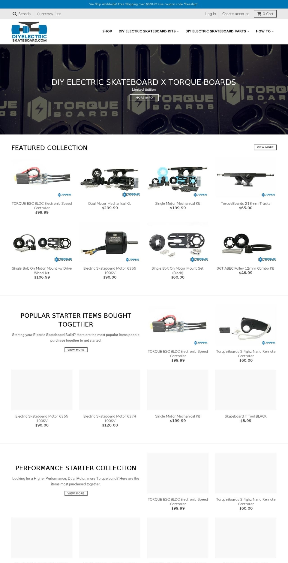 diyelectricskateboard.myshopify.com shopify website screenshot