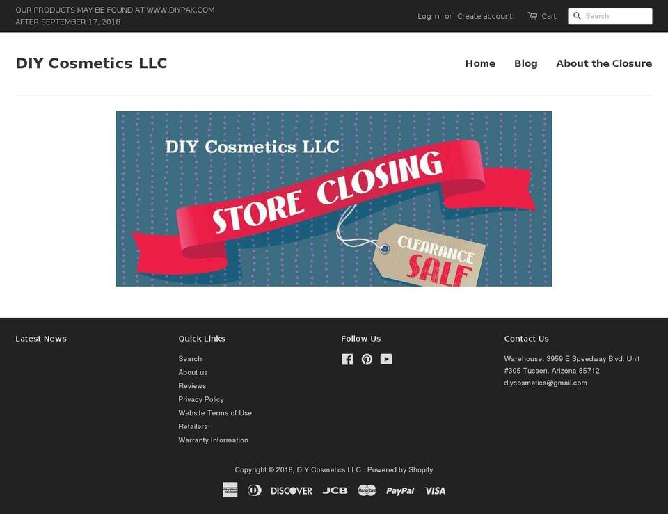 diymakeupcontainers.com — Shopify storefront screenshot