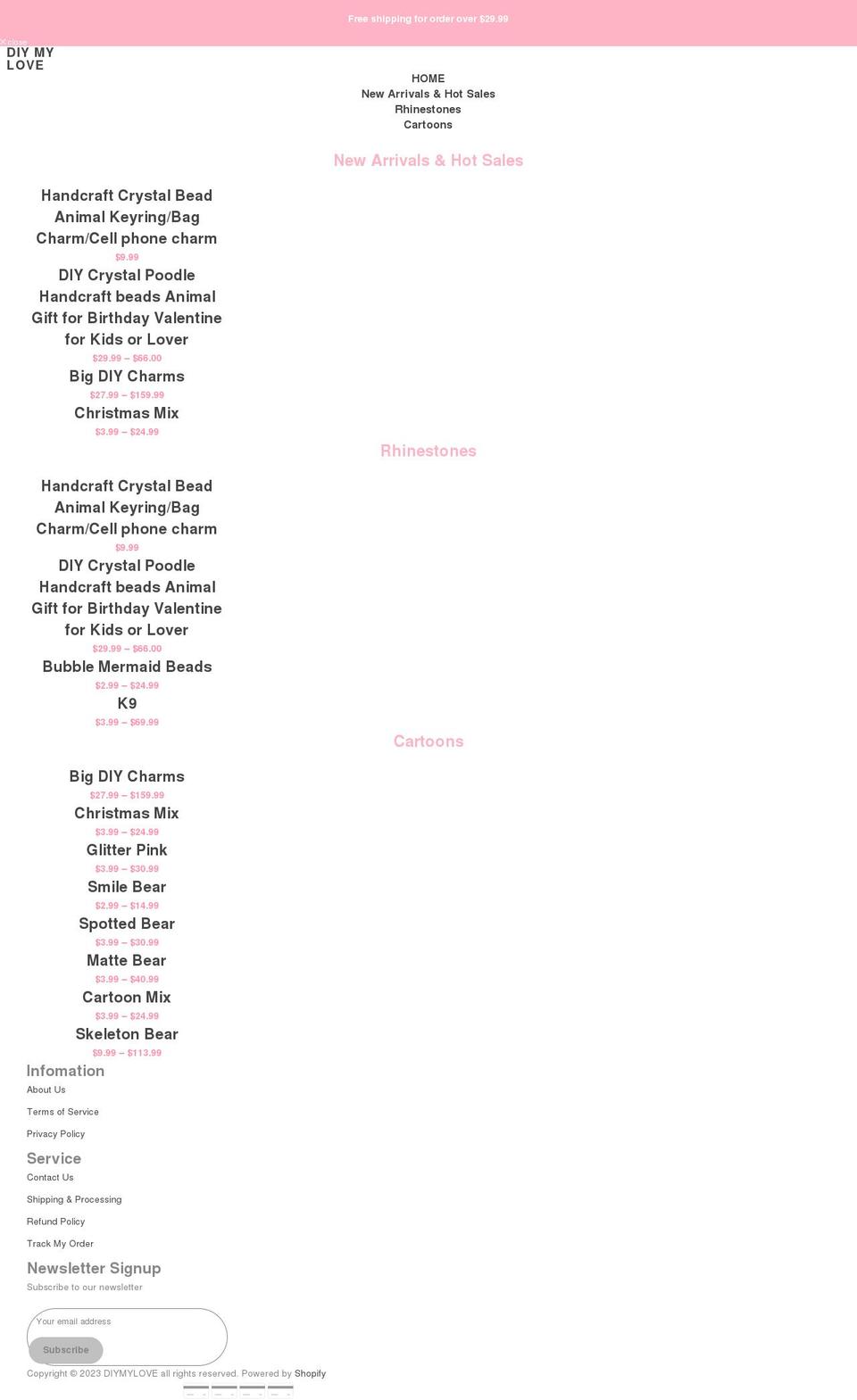 diymylove.com shopify website screenshot