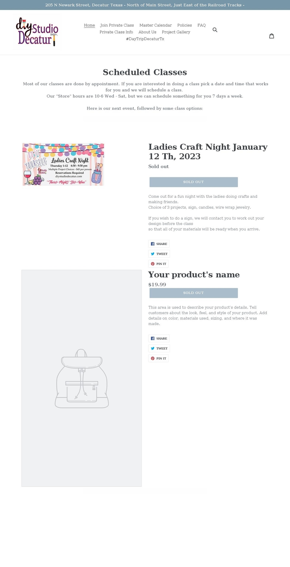 diystudiodecatur.com shopify website screenshot