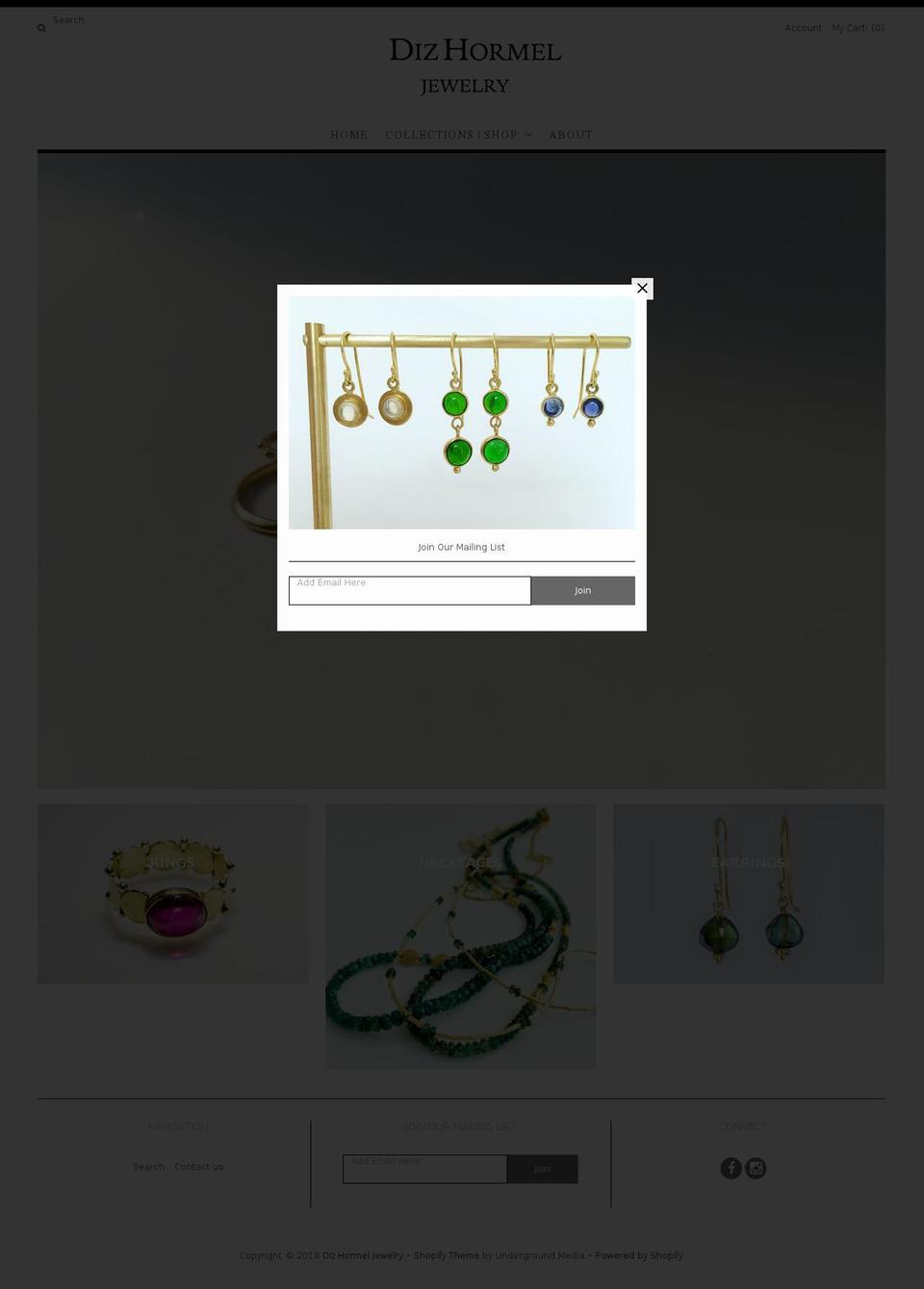 dizhormeljewelry.com shopify website screenshot