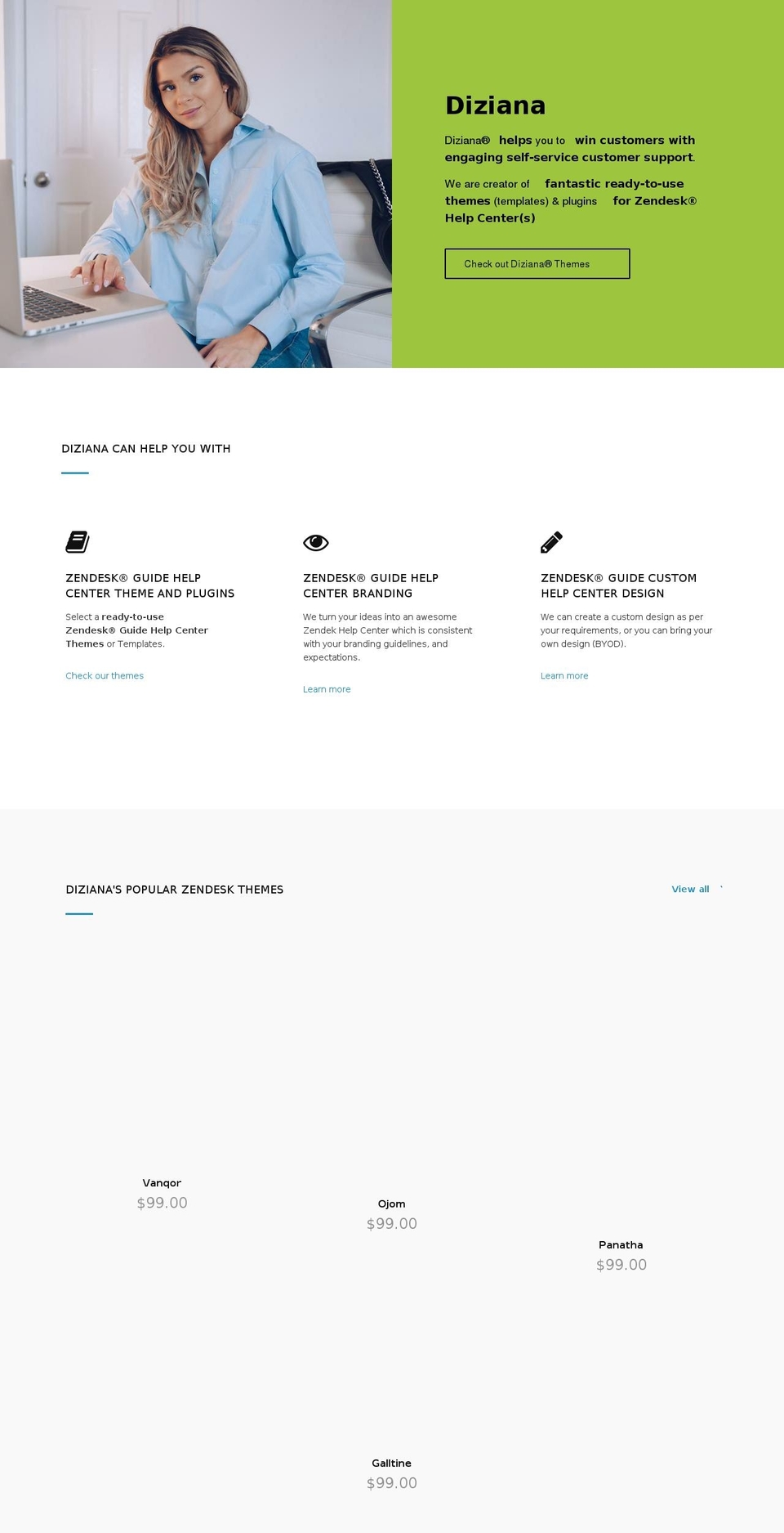 diziana.com shopify website screenshot