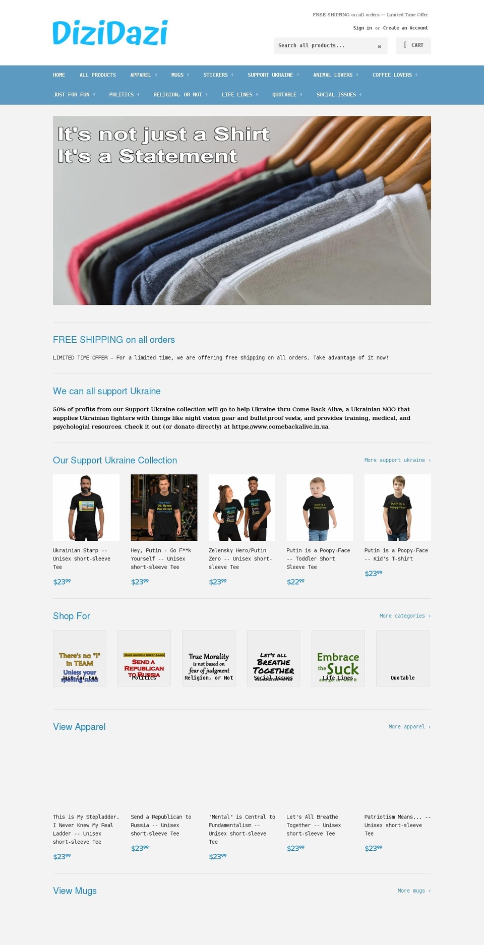 dizidazi.com shopify website screenshot