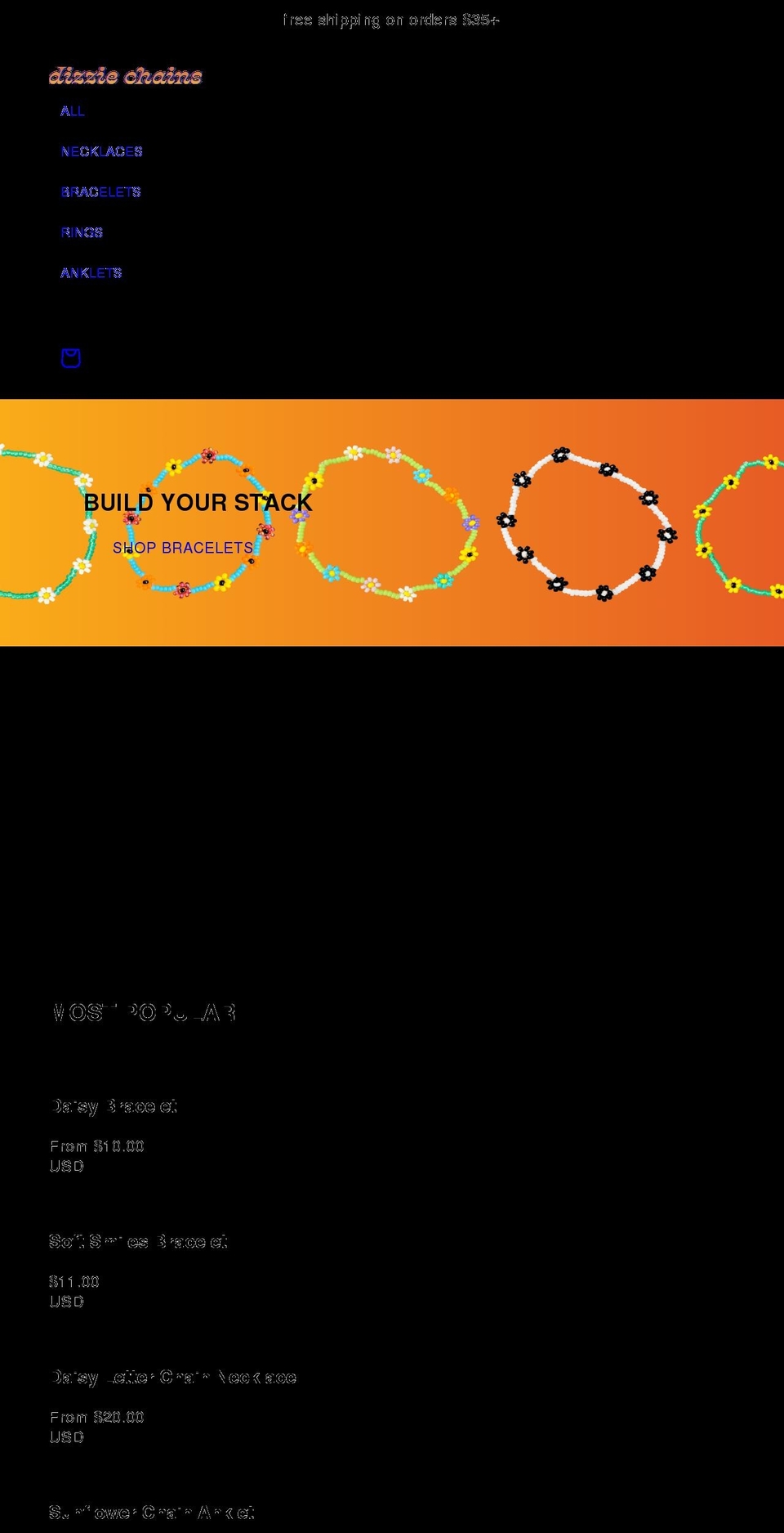 dizziechains.com shopify website screenshot