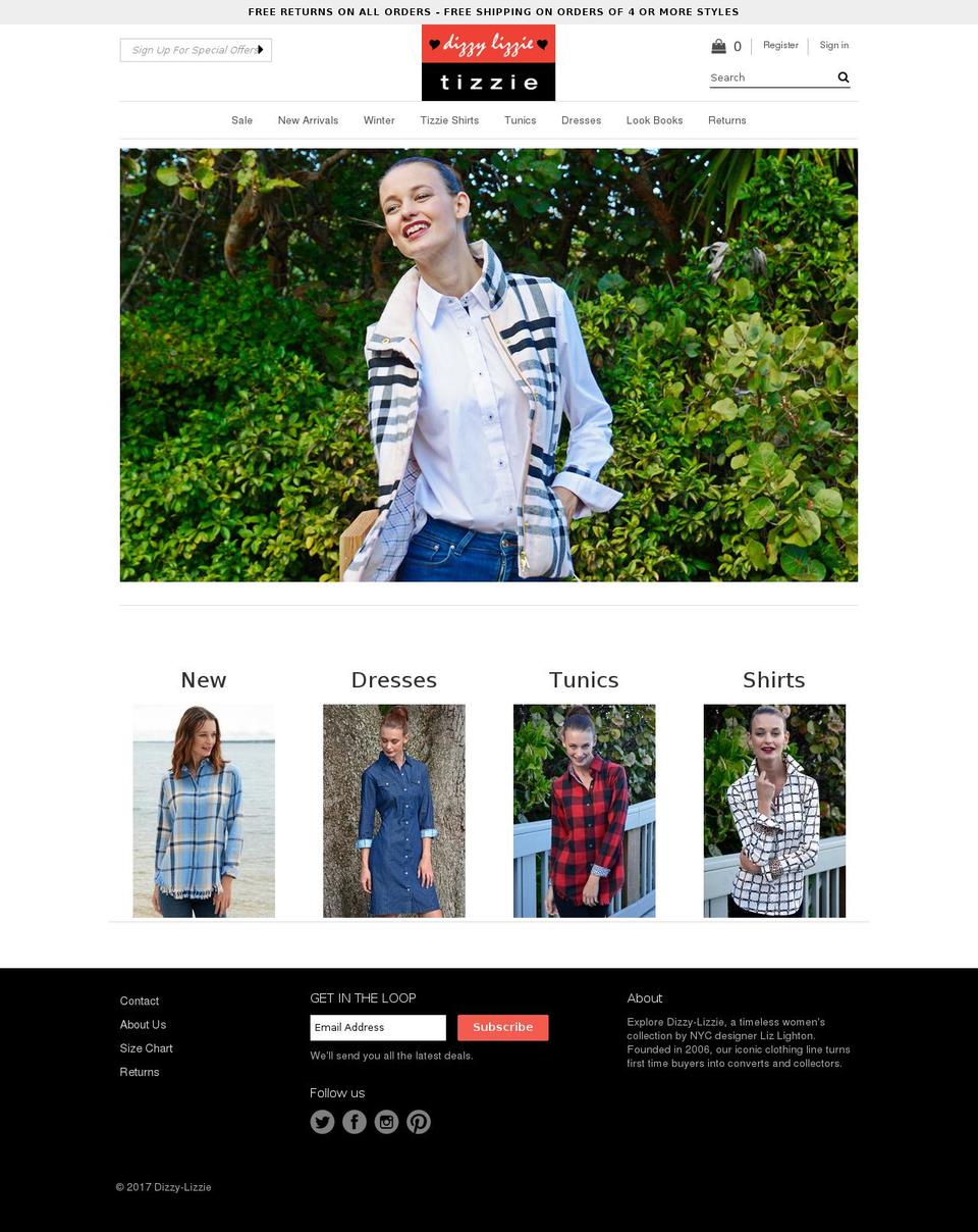 dizzy-lizzie.com shopify website screenshot