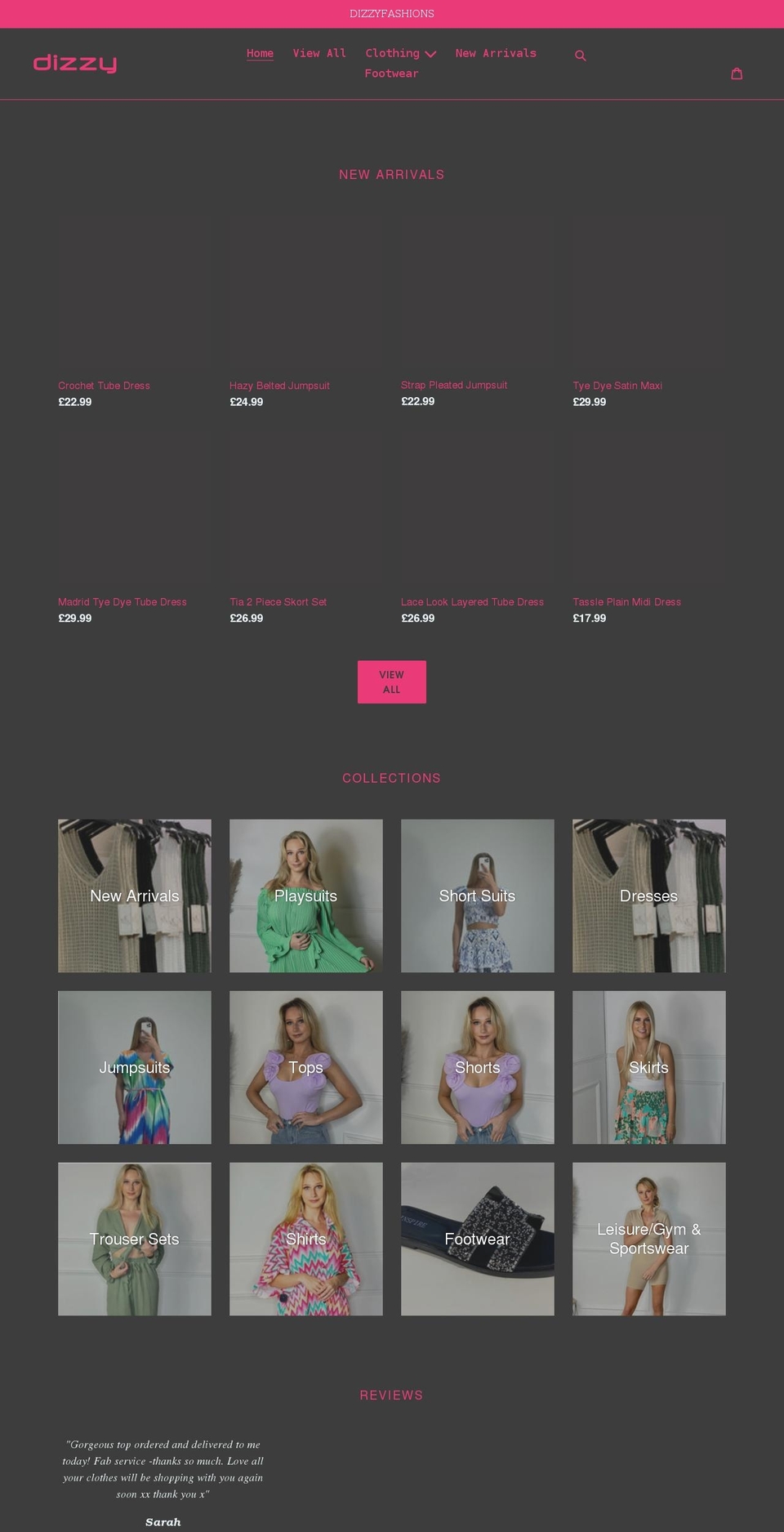 dizzyfashions.com shopify website screenshot