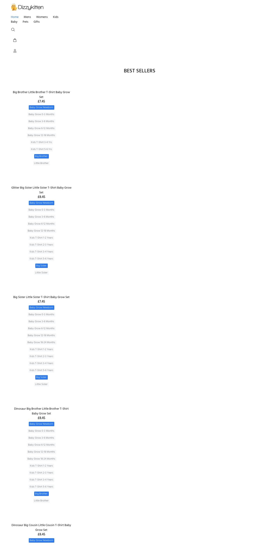 dizzykitten.co.uk shopify website screenshot