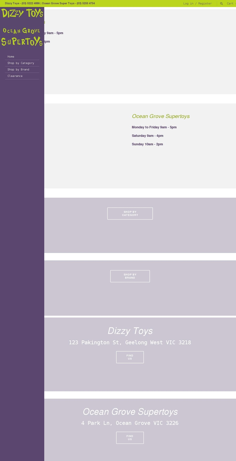 dizzytoys.com.au shopify website screenshot