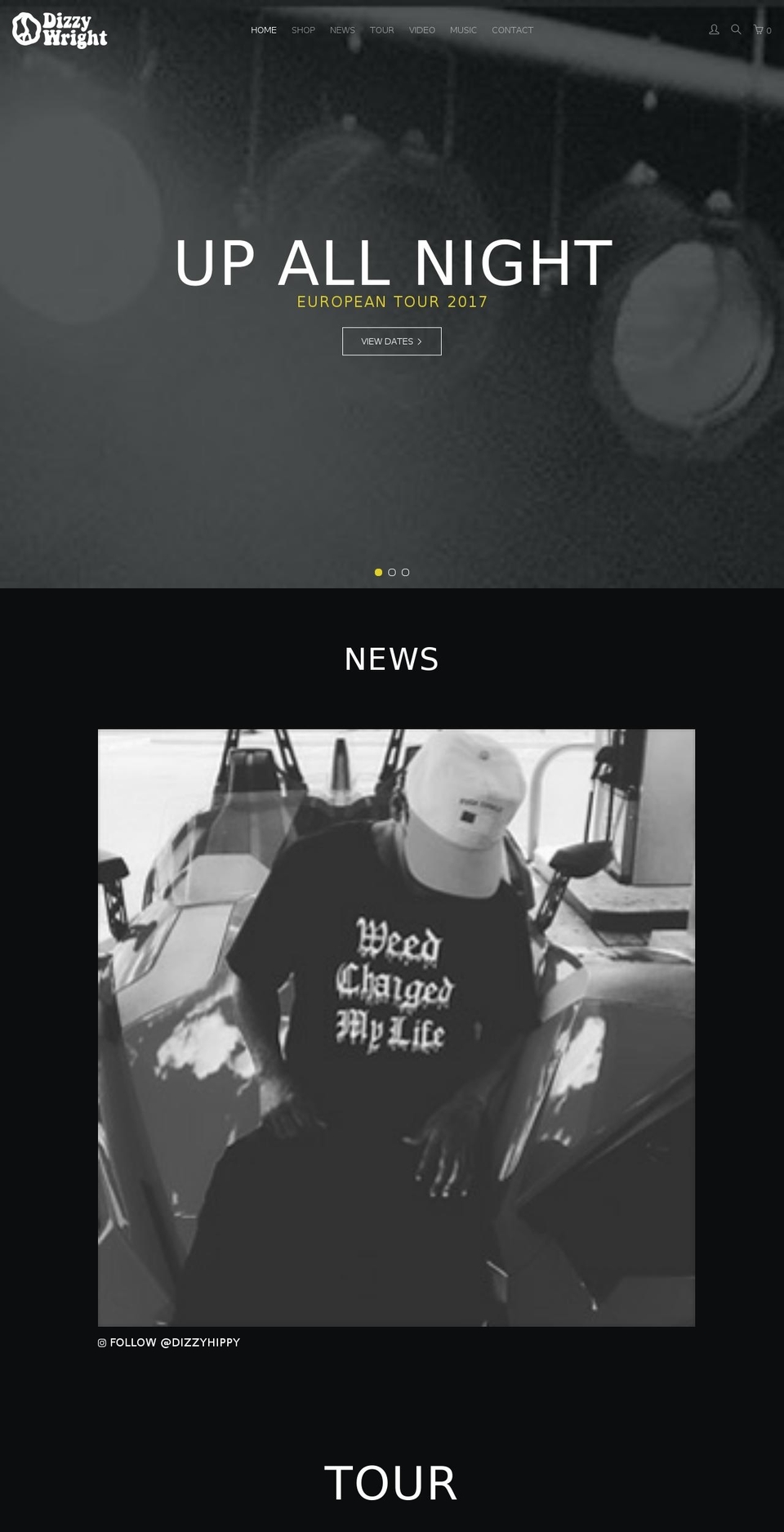 dizzywright.com shopify website screenshot