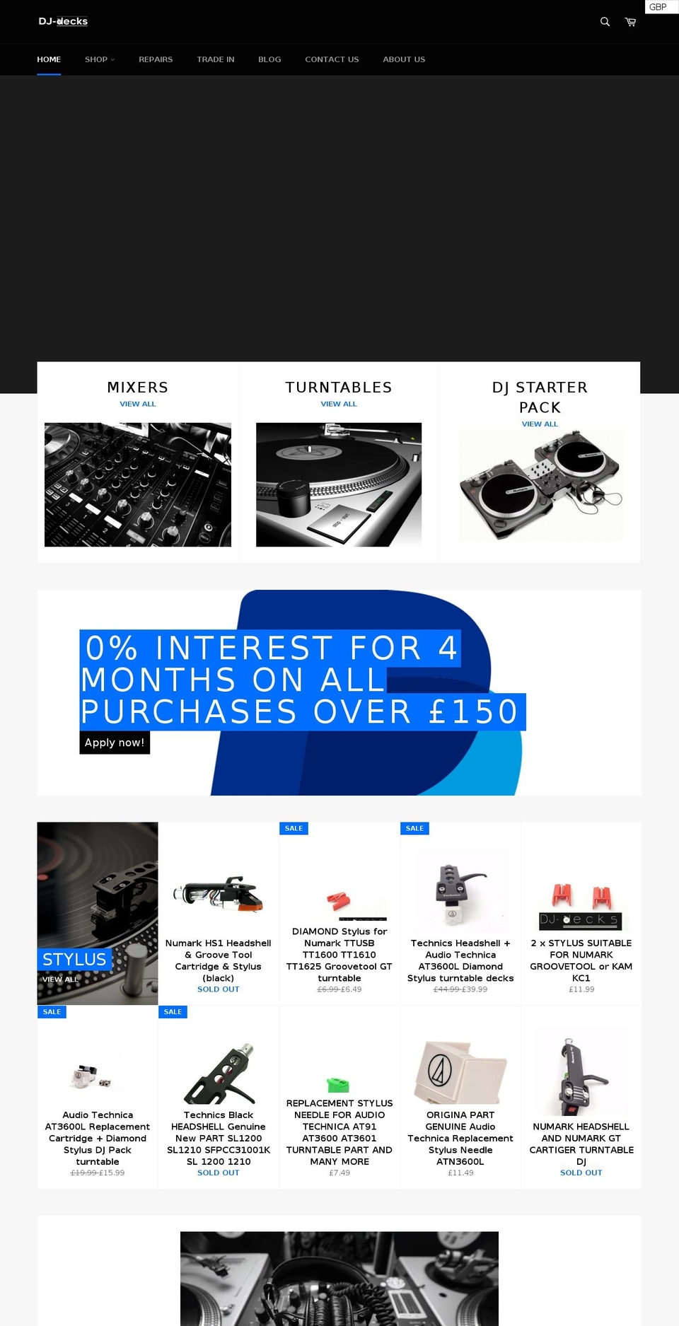 dj-decks.co.uk shopify website screenshot