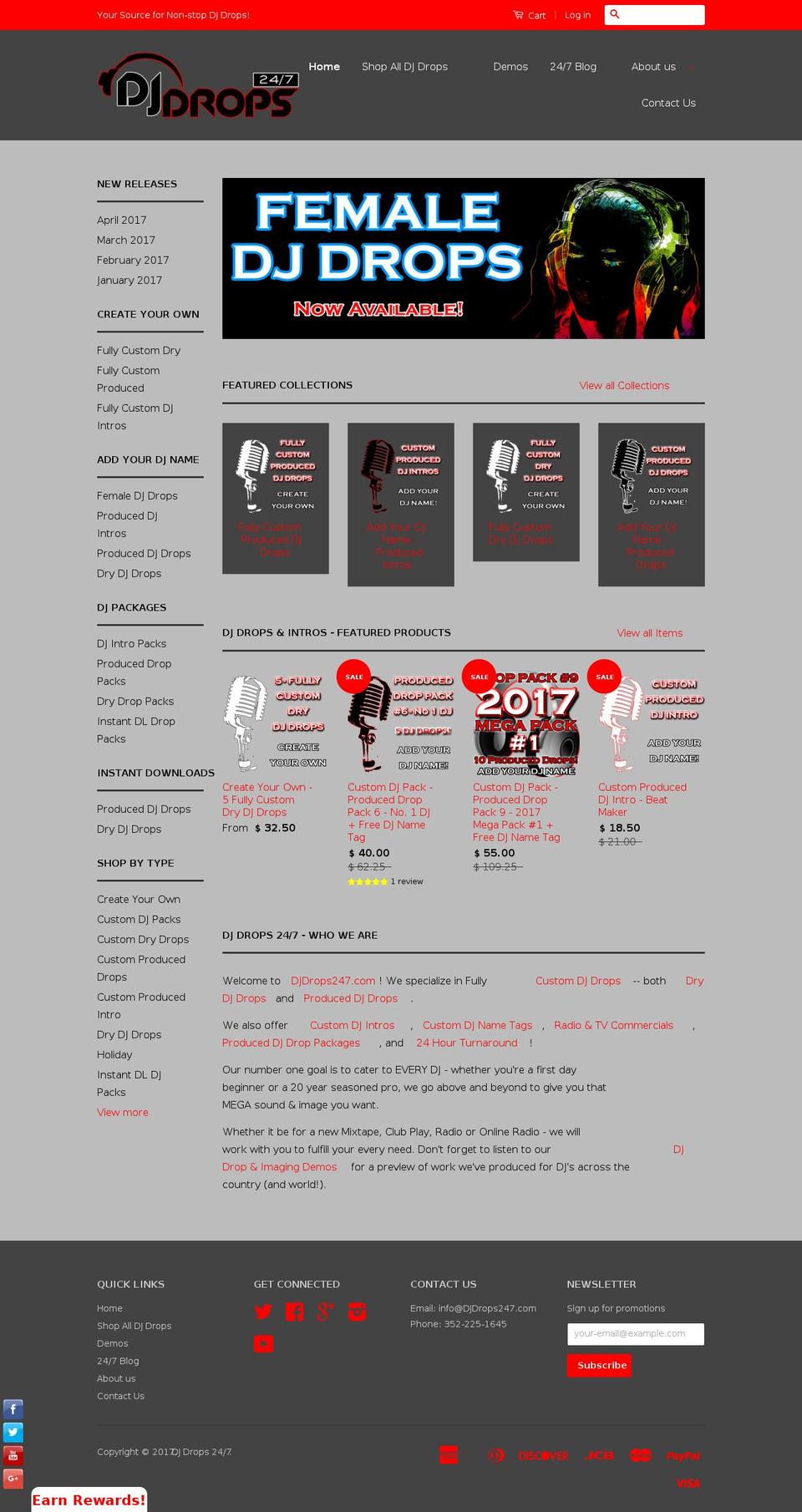 djdrops247.com shopify website screenshot