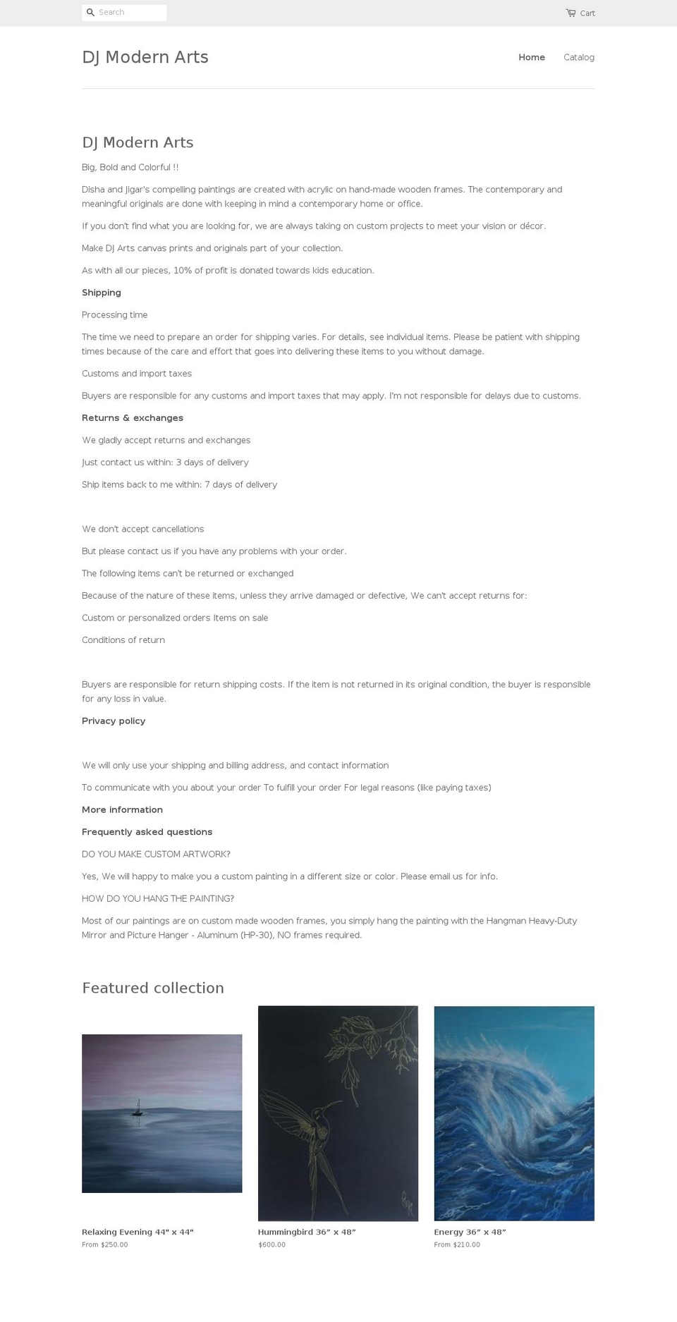 djmodernarts.com — Shopify storefront screenshot