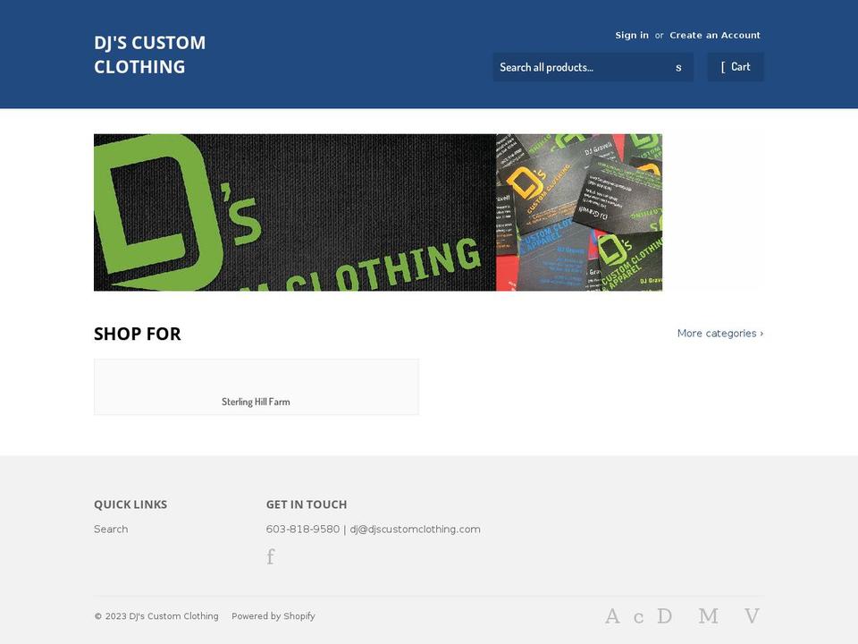 djs-custom-clothing.myshopify.com shopify website screenshot