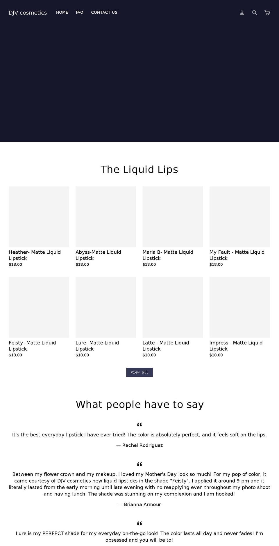 djvcosmetics.com — Shopify storefront screenshot