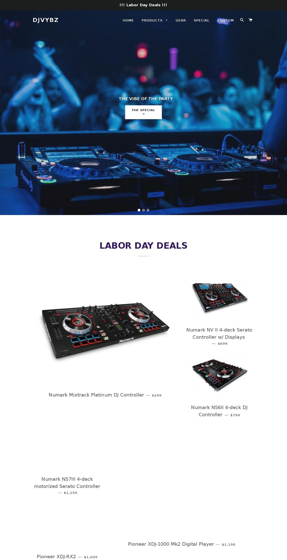 djvybz.com — Shopify storefront screenshot