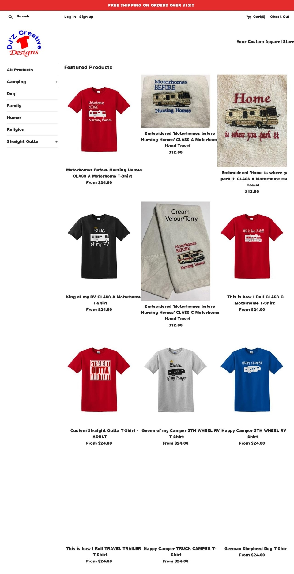 djzcreativedesigns.com — Shopify storefront screenshot