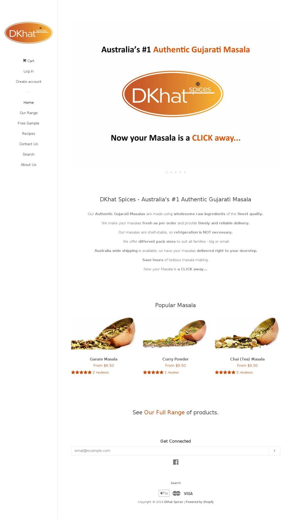 dkhatspices.com.au shopify website screenshot