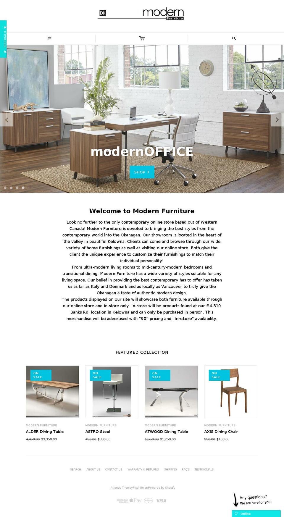 dkmodernfurniture.com shopify website screenshot