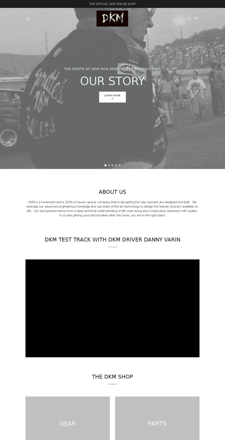 dkmracecars.com — Shopify storefront screenshot