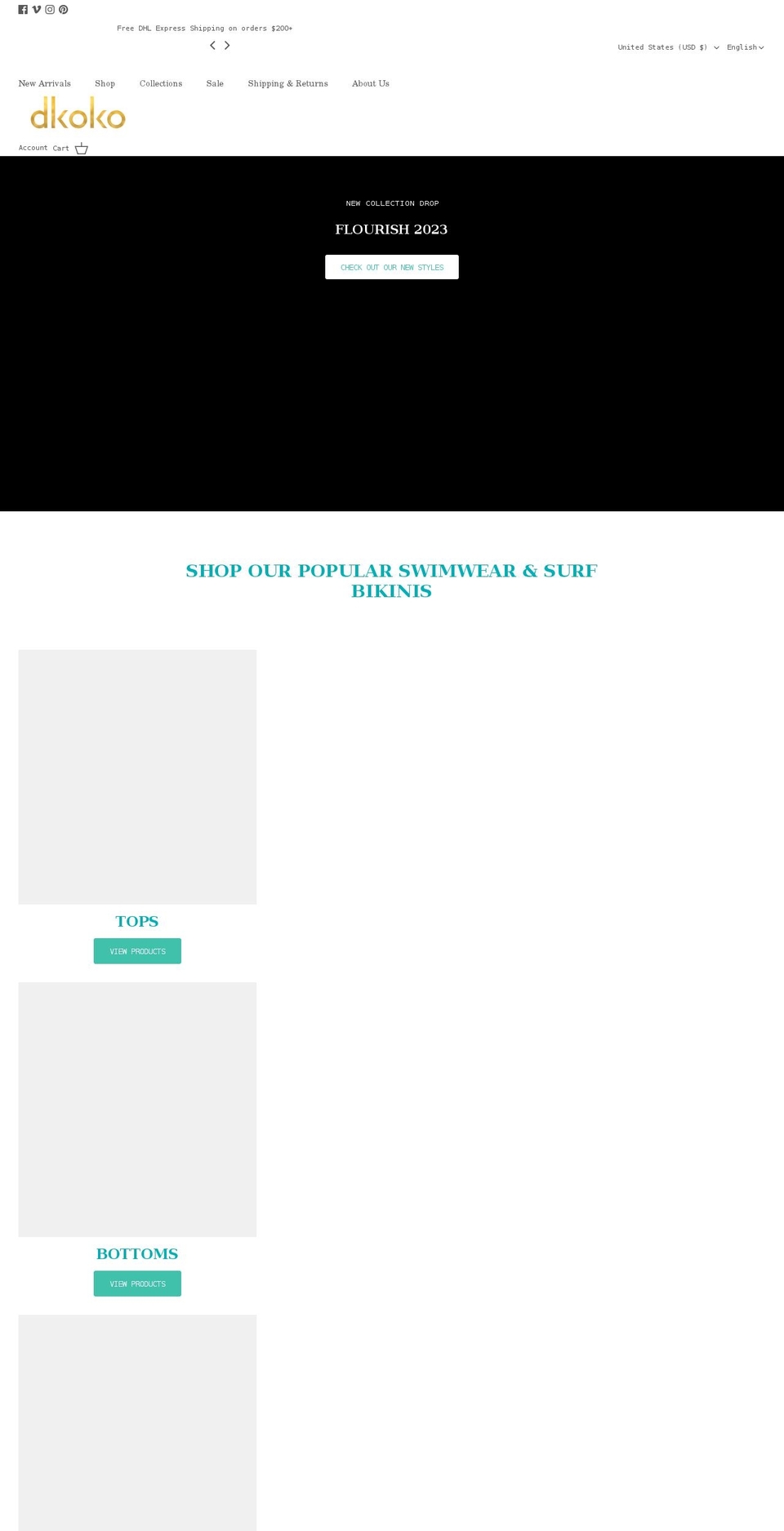 dkoko.com shopify website screenshot