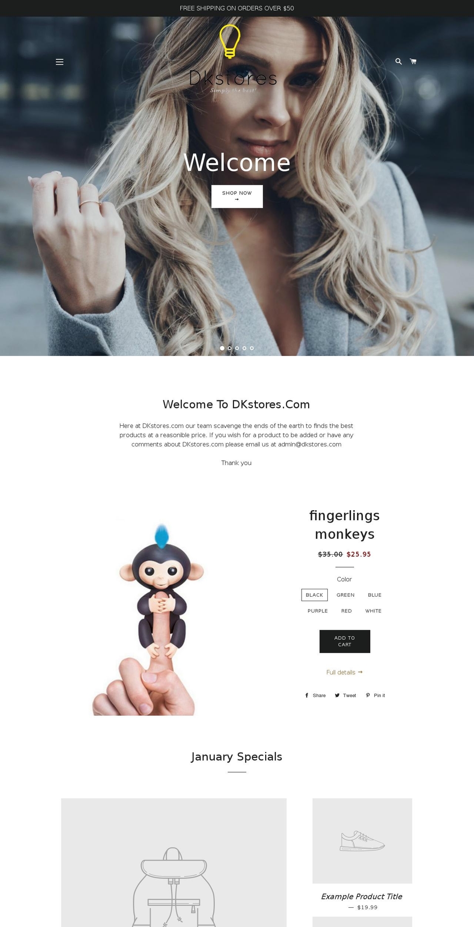 dkstores.com — Shopify storefront screenshot