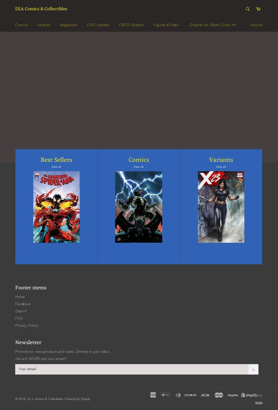 dlacomics.com — Shopify storefront screenshot
