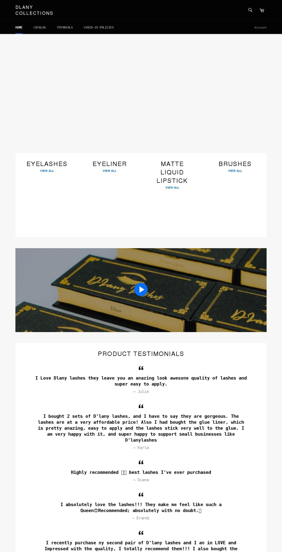 dlanycollection.com shopify website screenshot