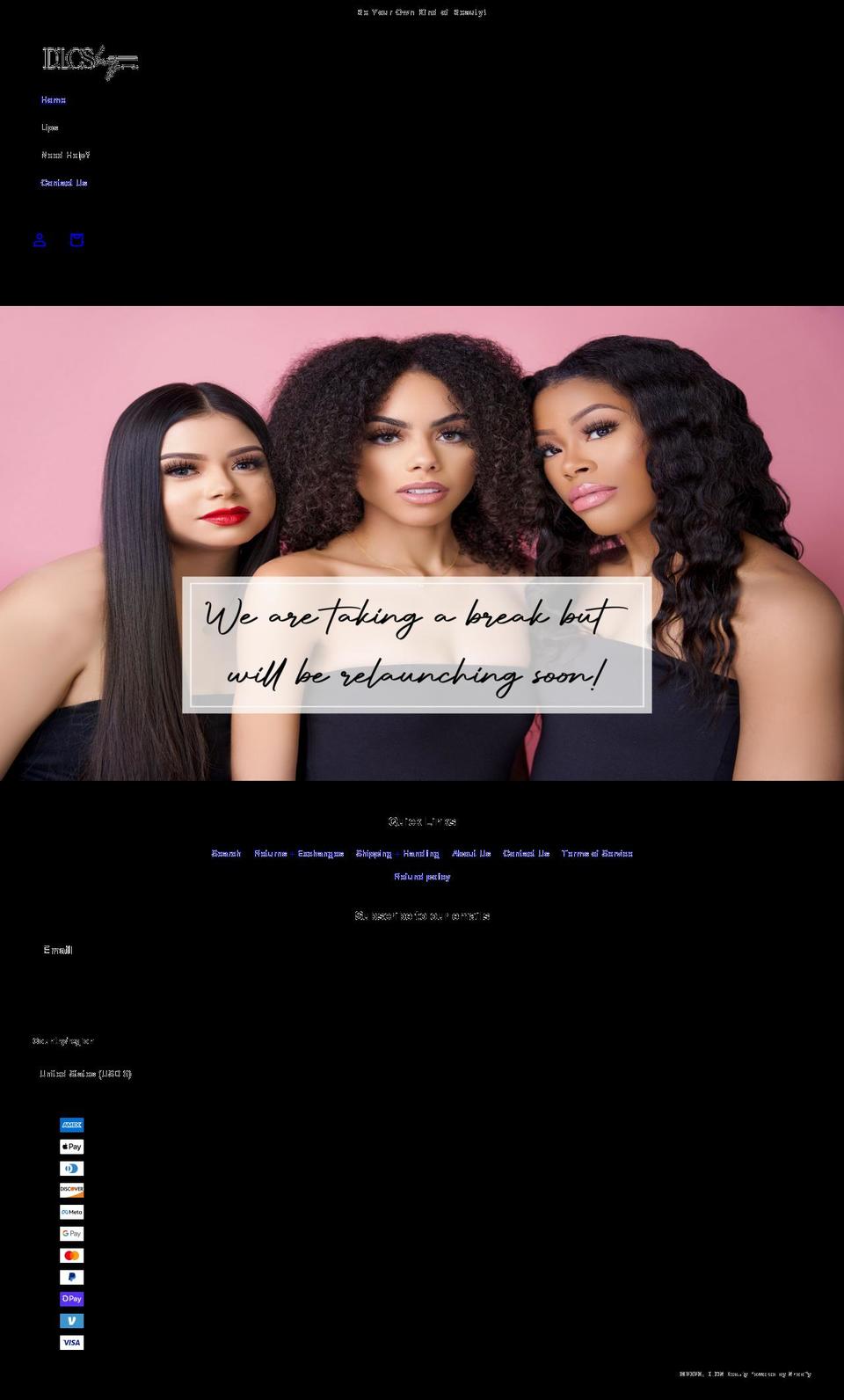 dlcsbeauty.com shopify website screenshot