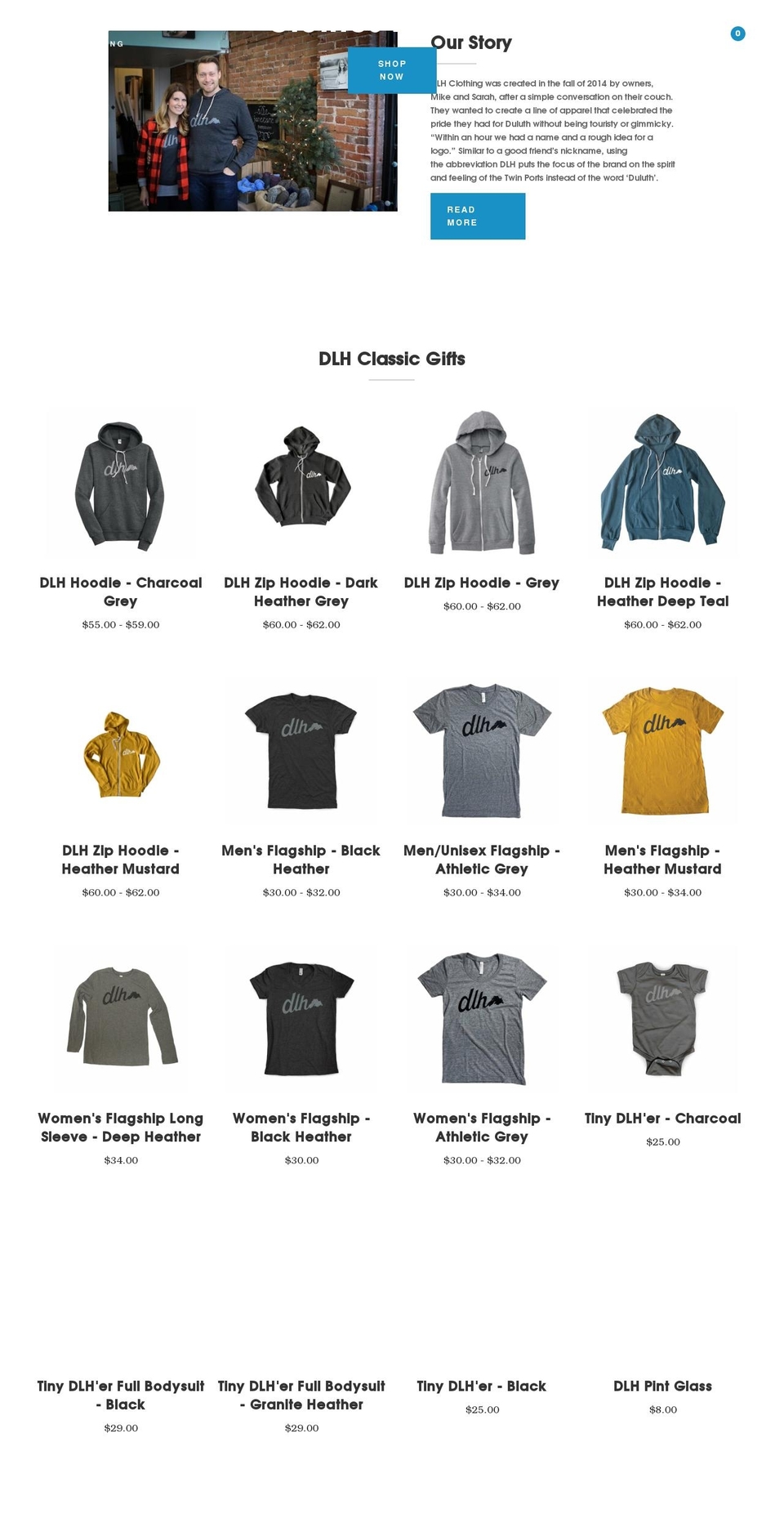 dlhclothing.com shopify website screenshot