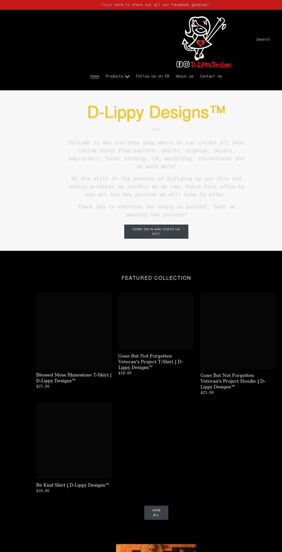 dlippydesigns.com shopify website screenshot