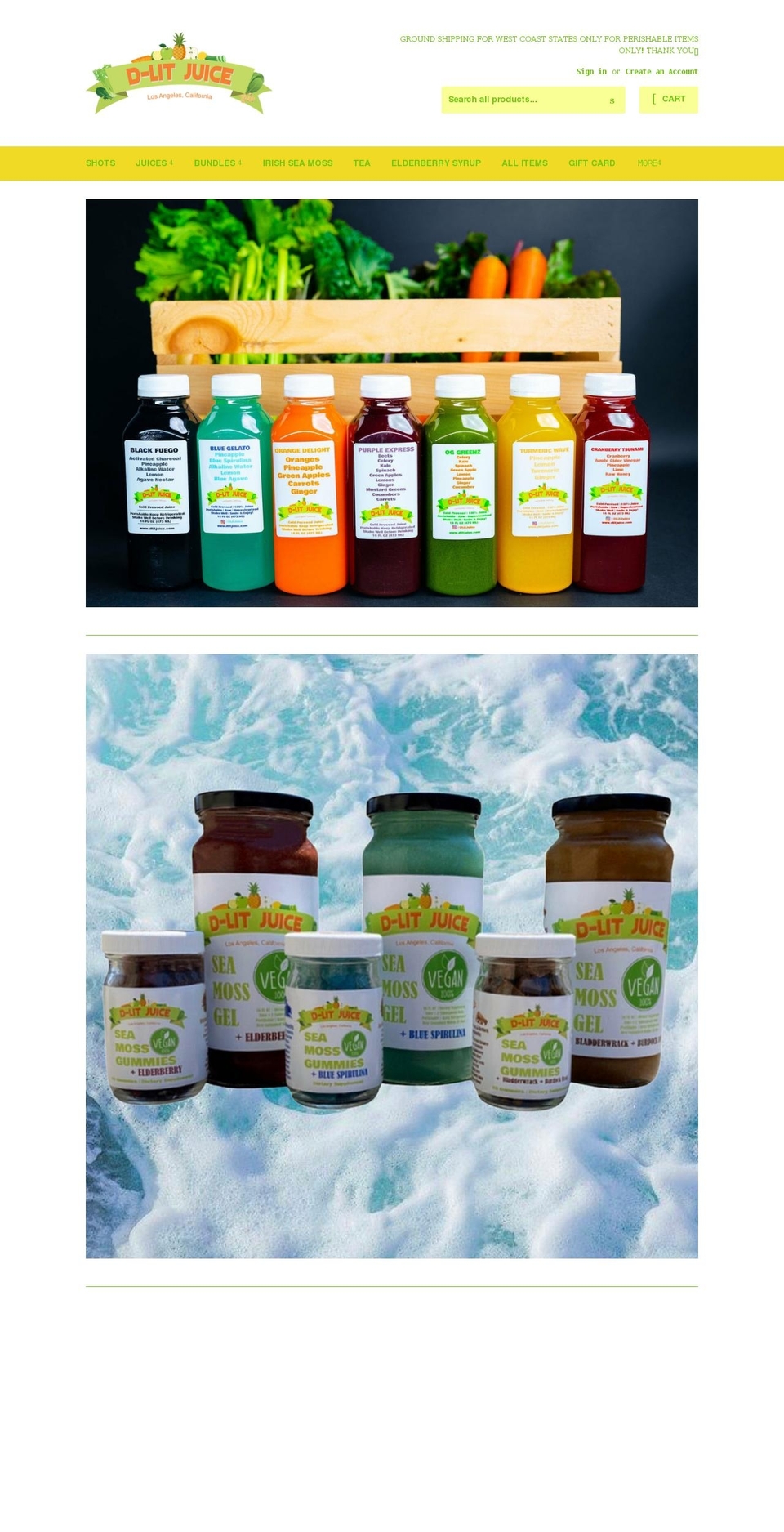 dlitjuice.com shopify website screenshot