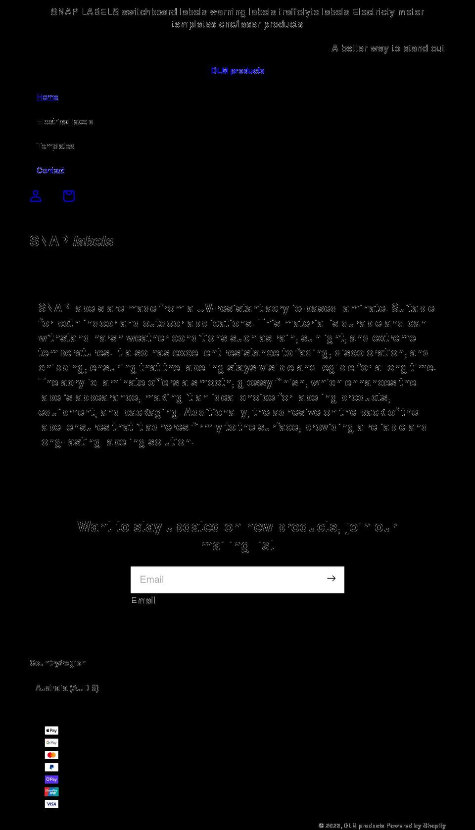 dlm-products.com shopify website screenshot