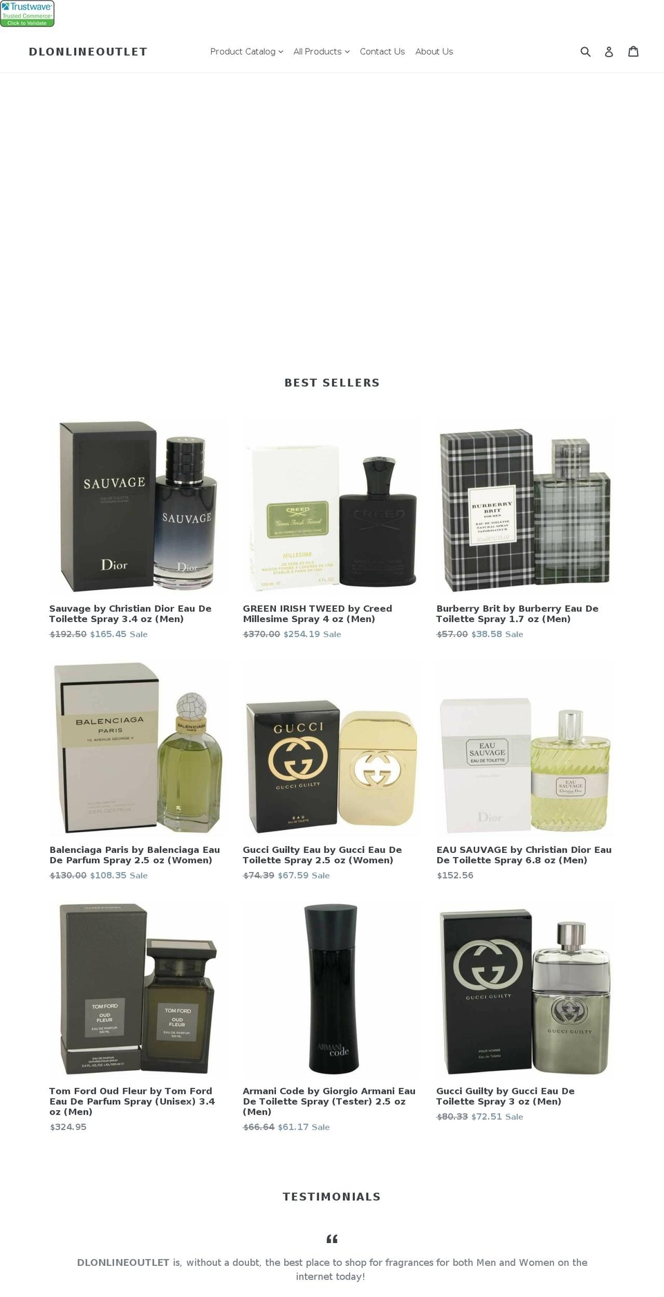 dlonlineoutlet.com — Shopify storefront screenshot