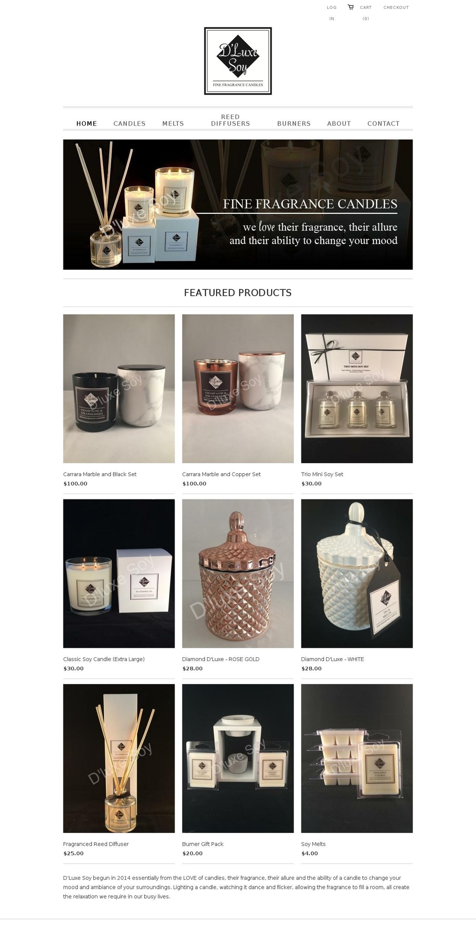 dluxesoy.com.au shopify website screenshot