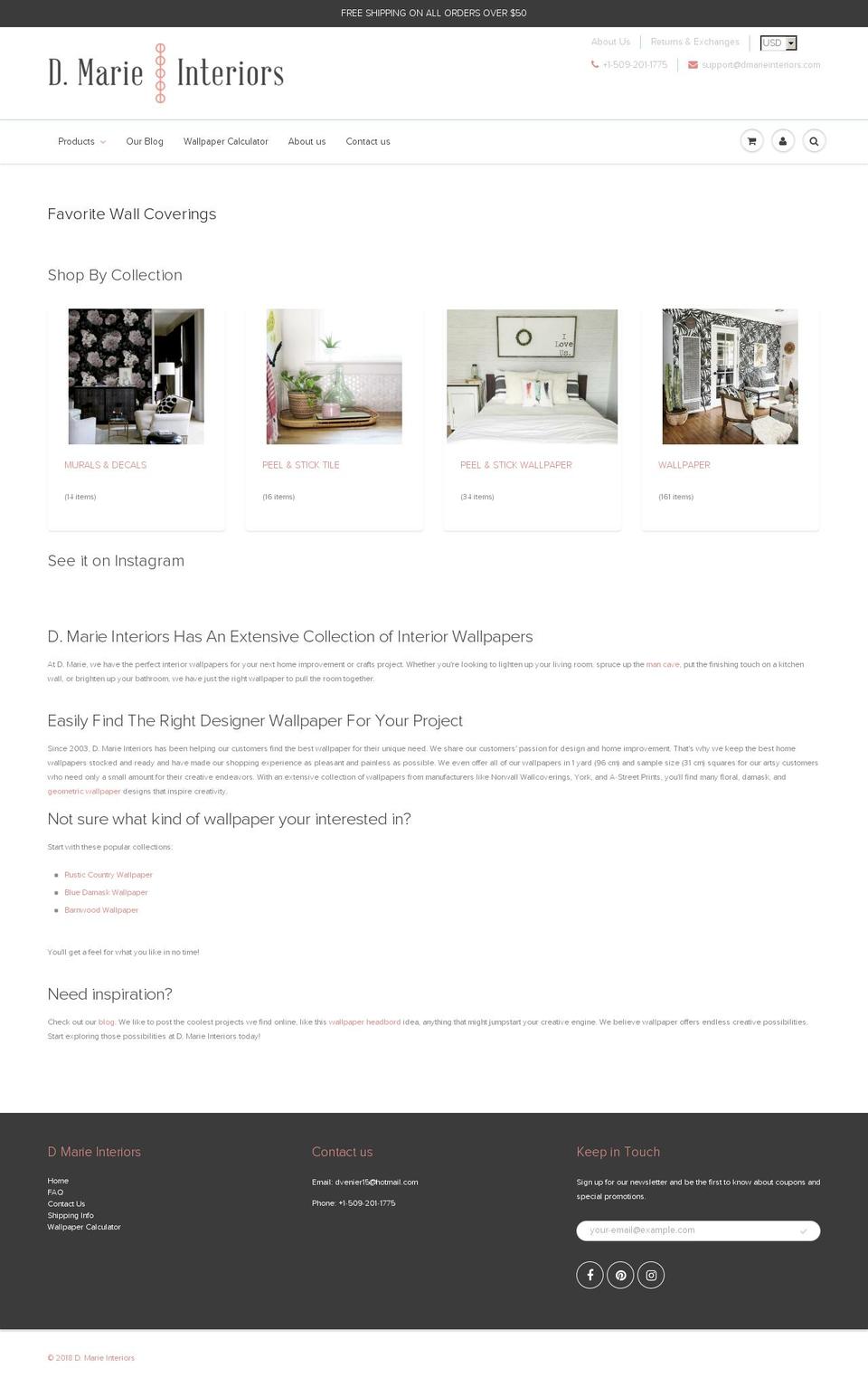 dmarieinteriors.com — Shopify storefront screenshot