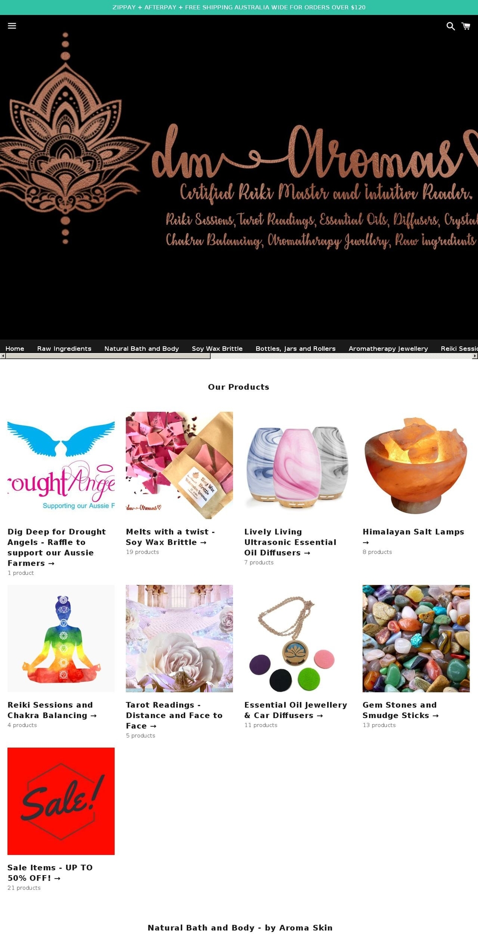 dmaromas.net shopify website screenshot