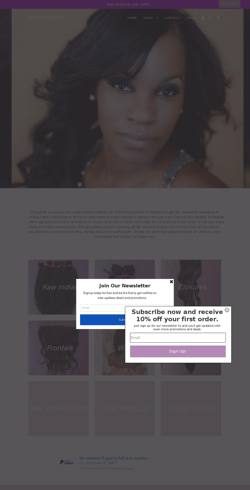 dmayahair.com — Shopify storefront screenshot