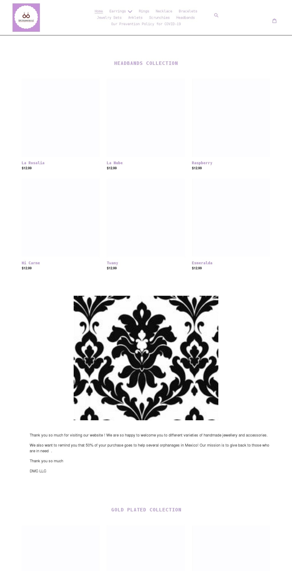 dmcaccessories.net shopify website screenshot