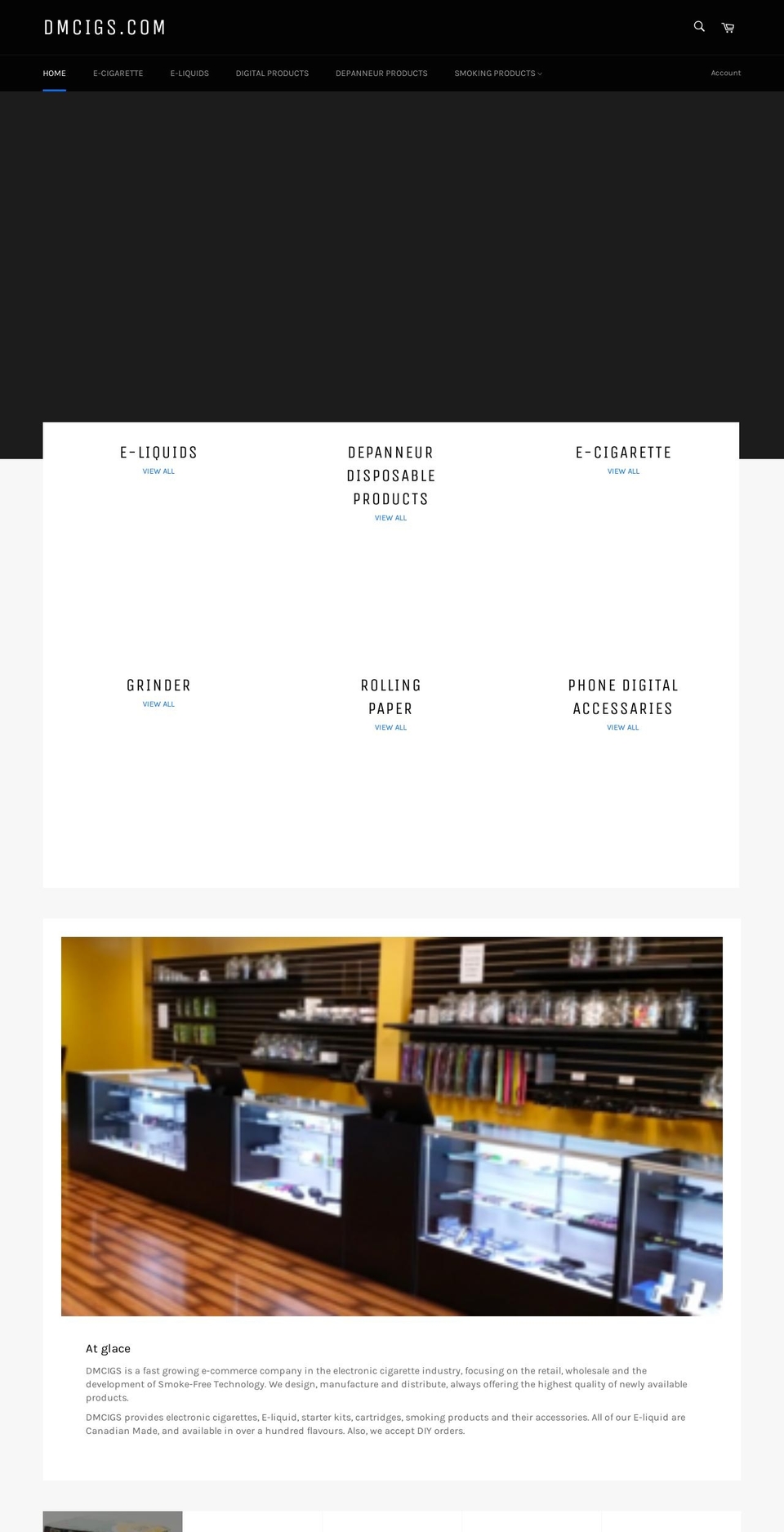 dmcigs.com shopify website screenshot