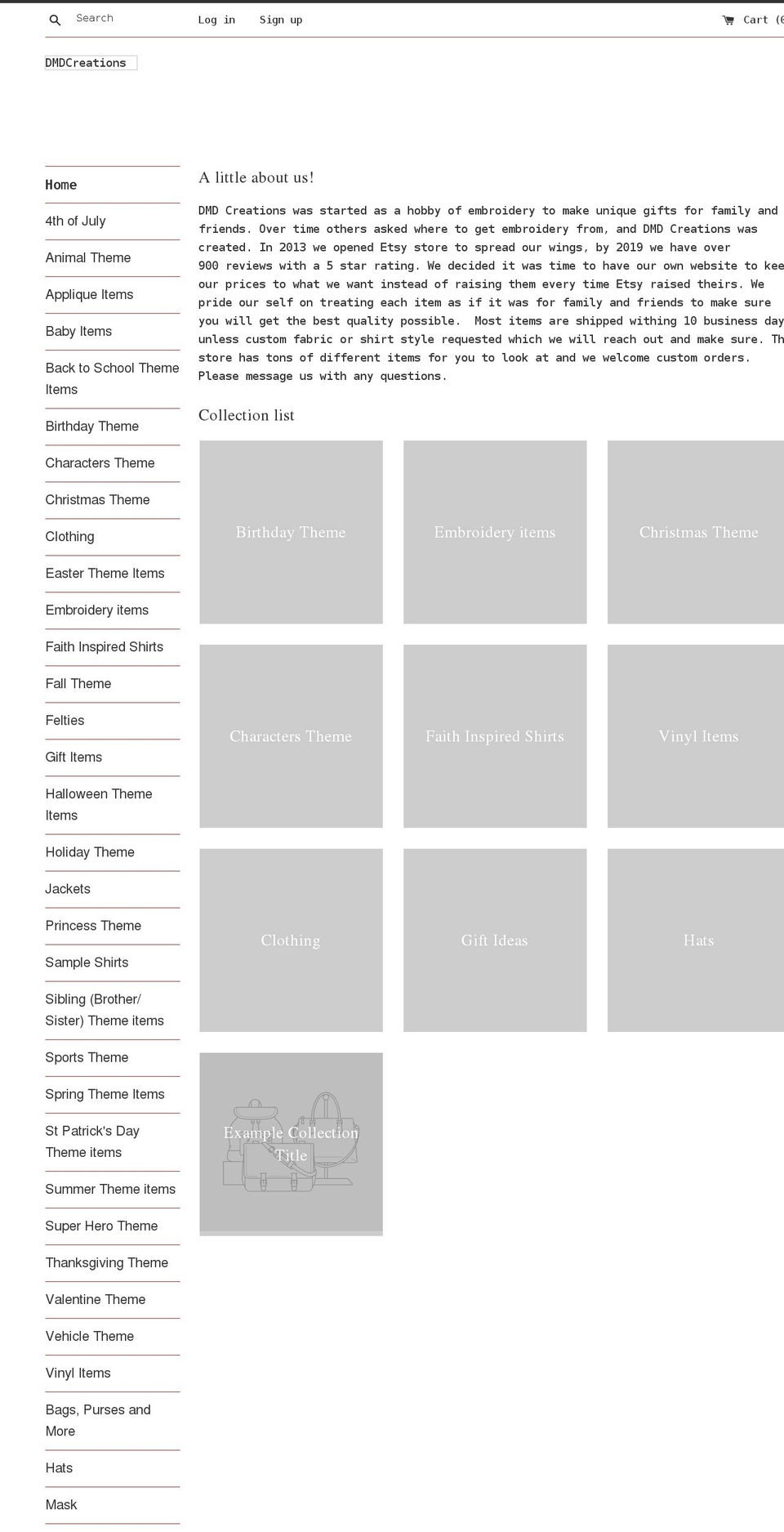 dmdcreations.myshopify.com shopify website screenshot