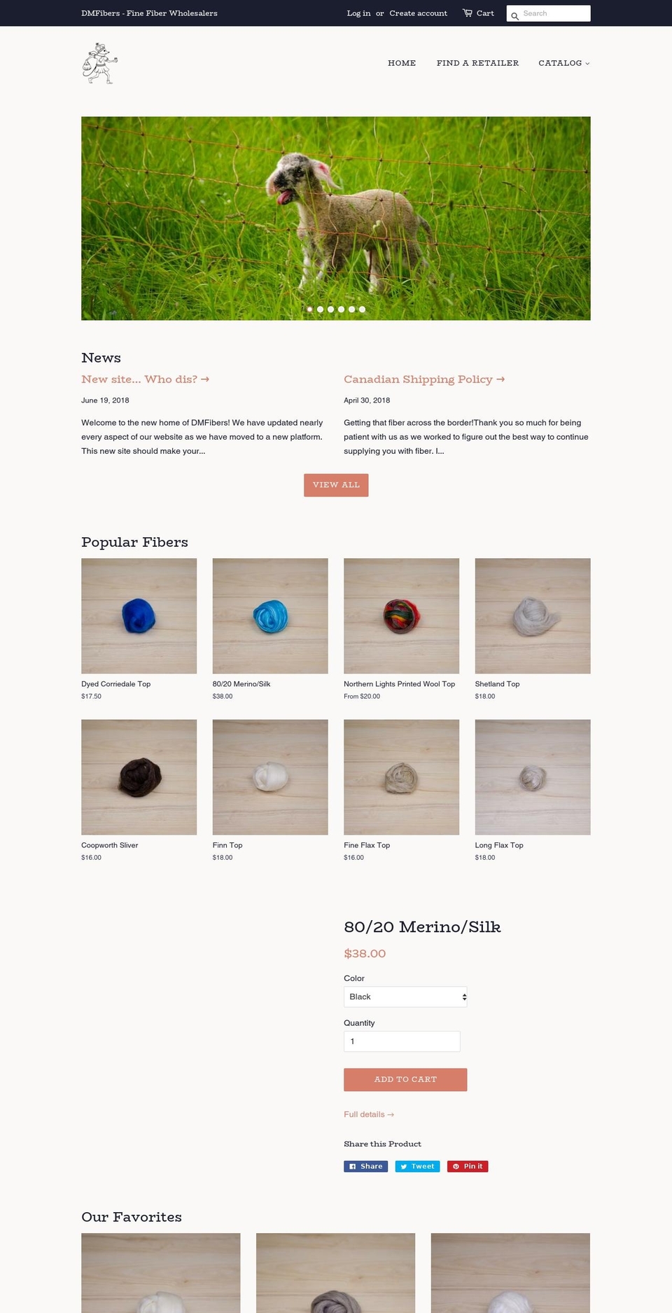 dmfibers.com — Shopify storefront screenshot