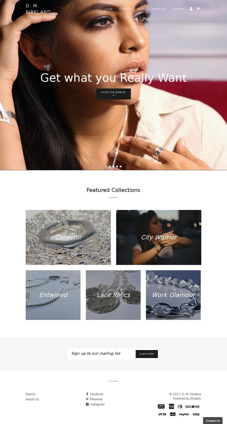 dmkirkland.com shopify website screenshot
