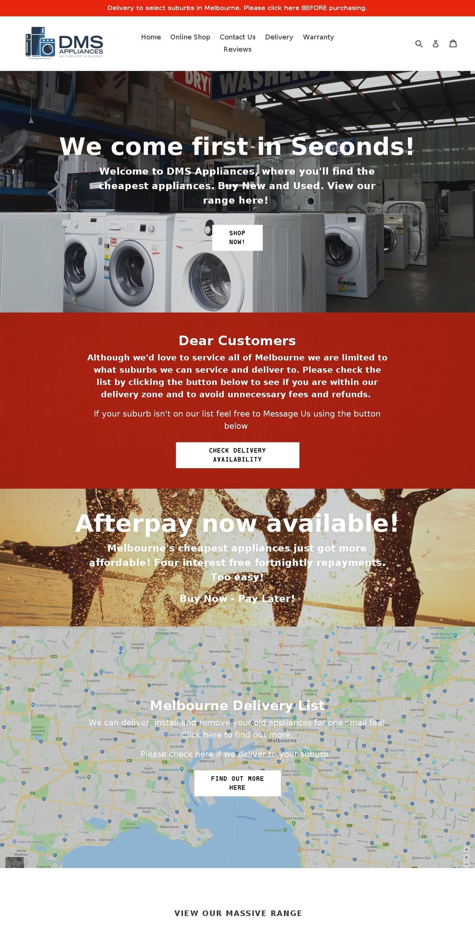 dmsappliances.com.au shopify website screenshot