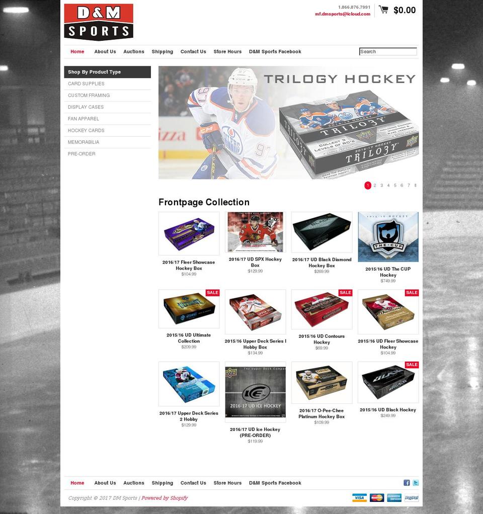 dmsportscards.com shopify website screenshot