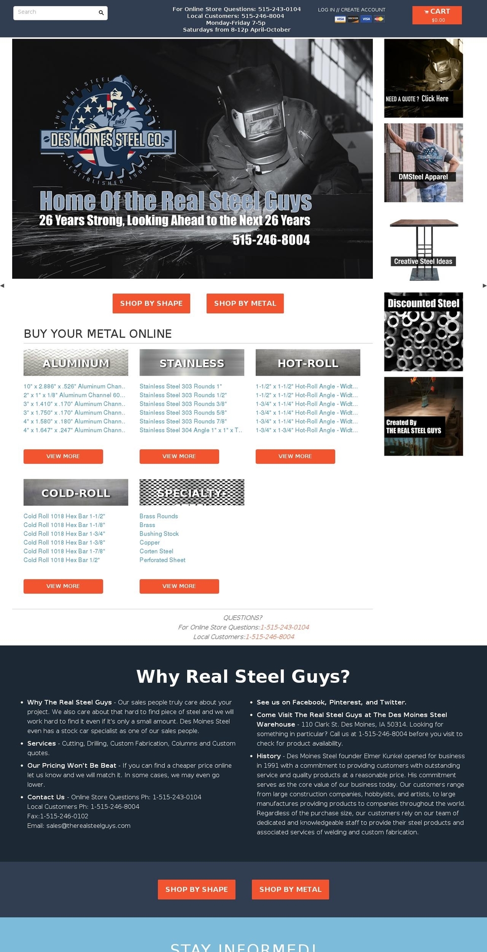 Athens Shopify theme site example dmsteel.com