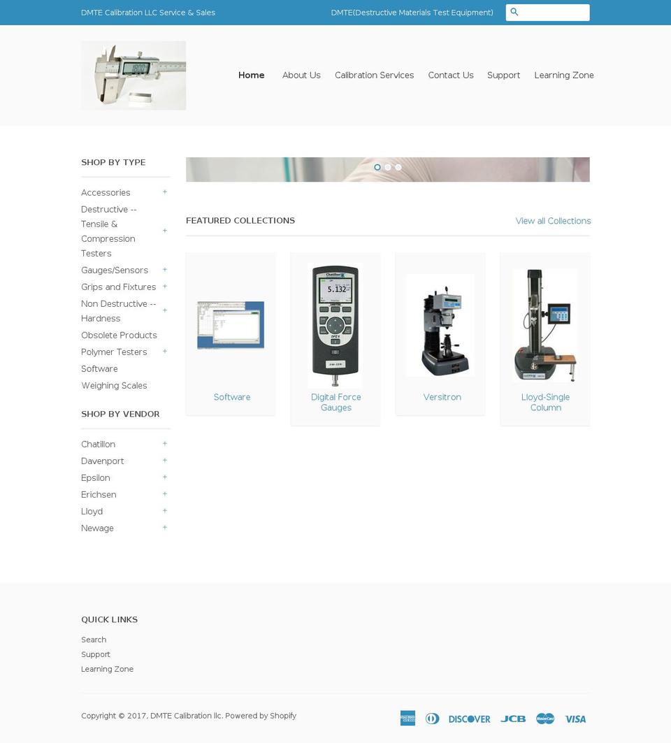 dmtecalibration.com shopify website screenshot