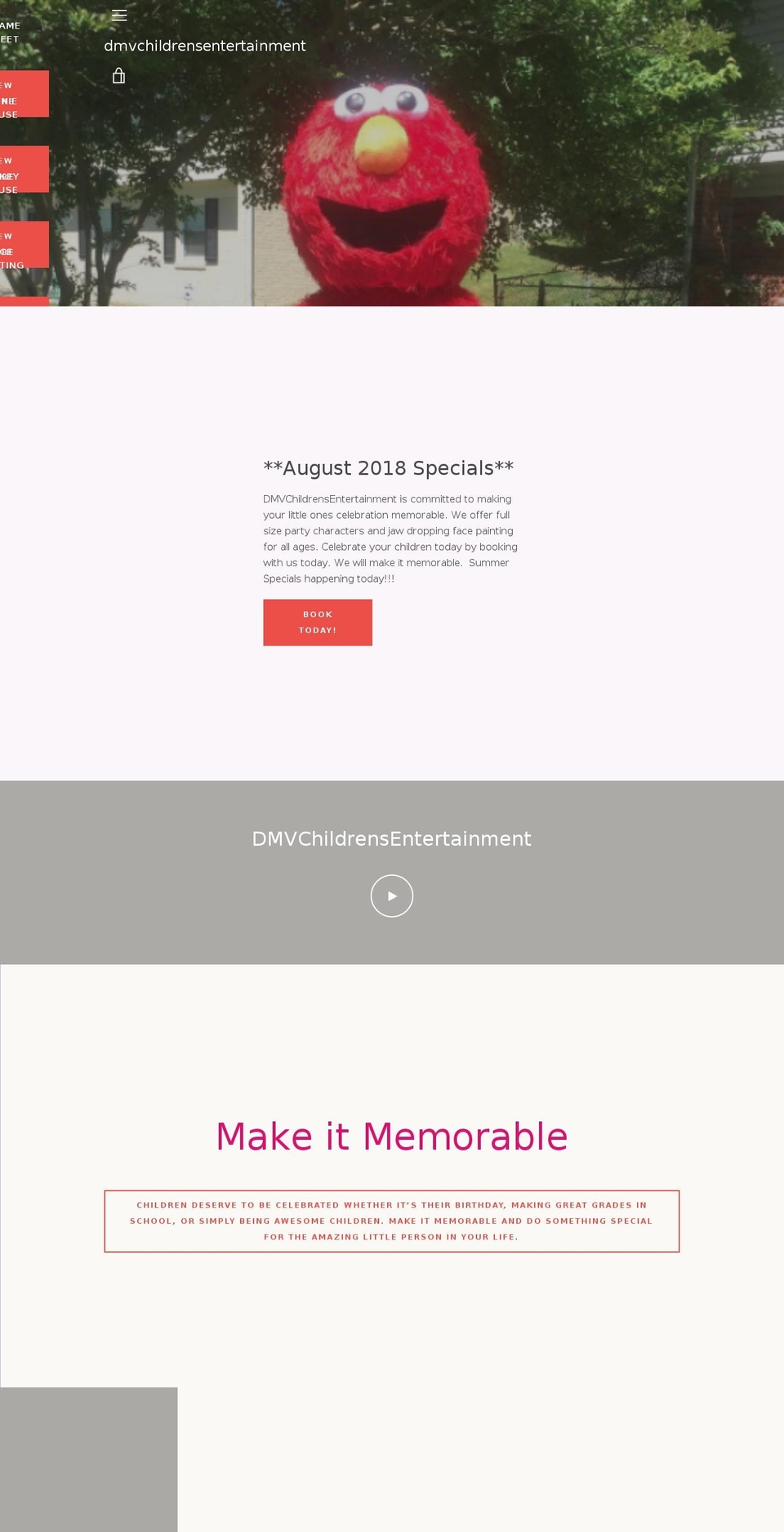 dmvchildrensentertainment.com — Shopify storefront screenshot
