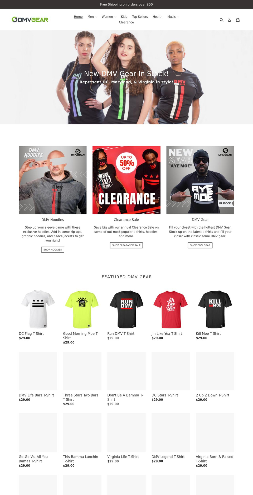 dmvgear.com shopify website screenshot