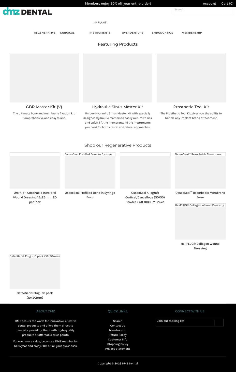 dmzdental.com shopify website screenshot