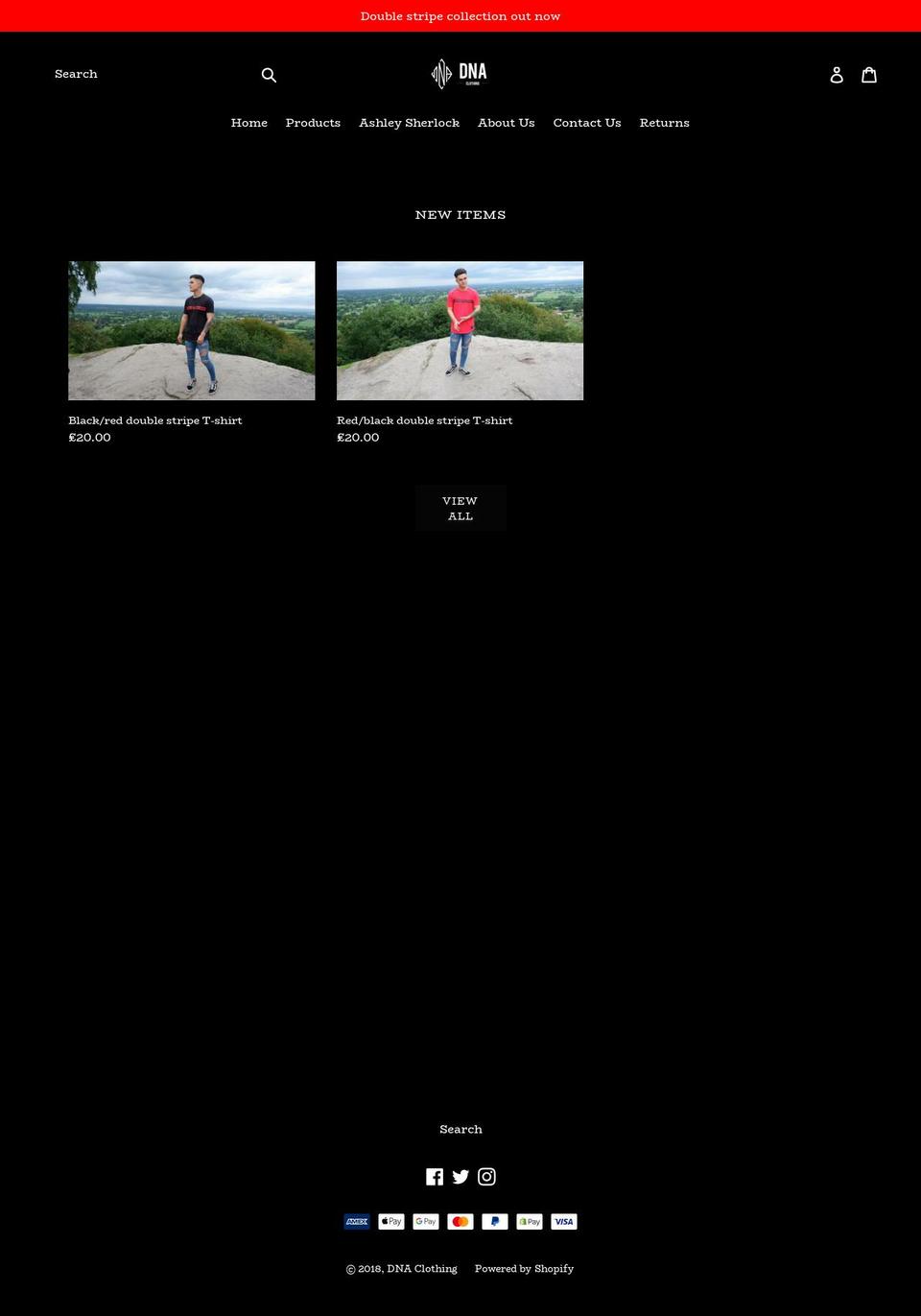 dnaclothingonline.com — Shopify storefront screenshot